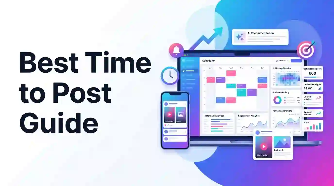 Featured image for: Best Time to Post on Instagram, YouTube, TikTok & Threads (2026)